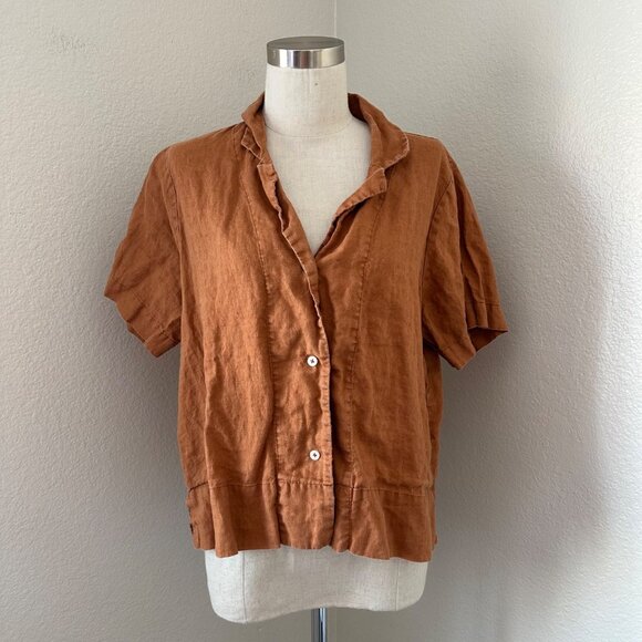Quince Women's Button Down Shirt in Rust - Picture 1 of 12